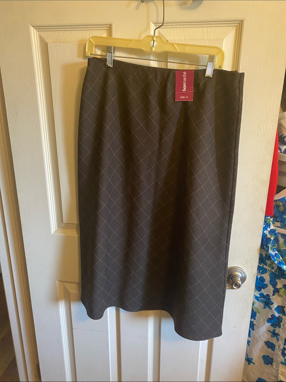 Bonmarche  Midi A-Line Skirt with Subtle Windowpane